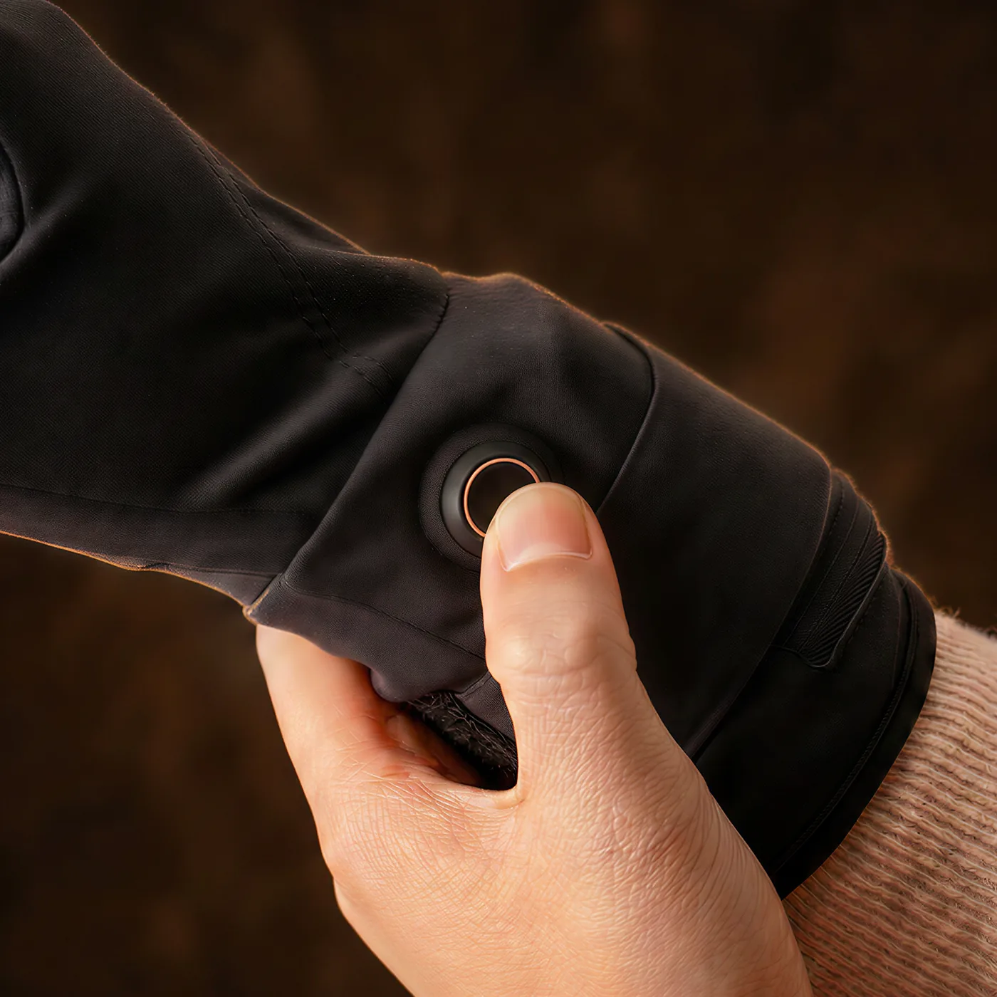 The single control button with its brief indicator light