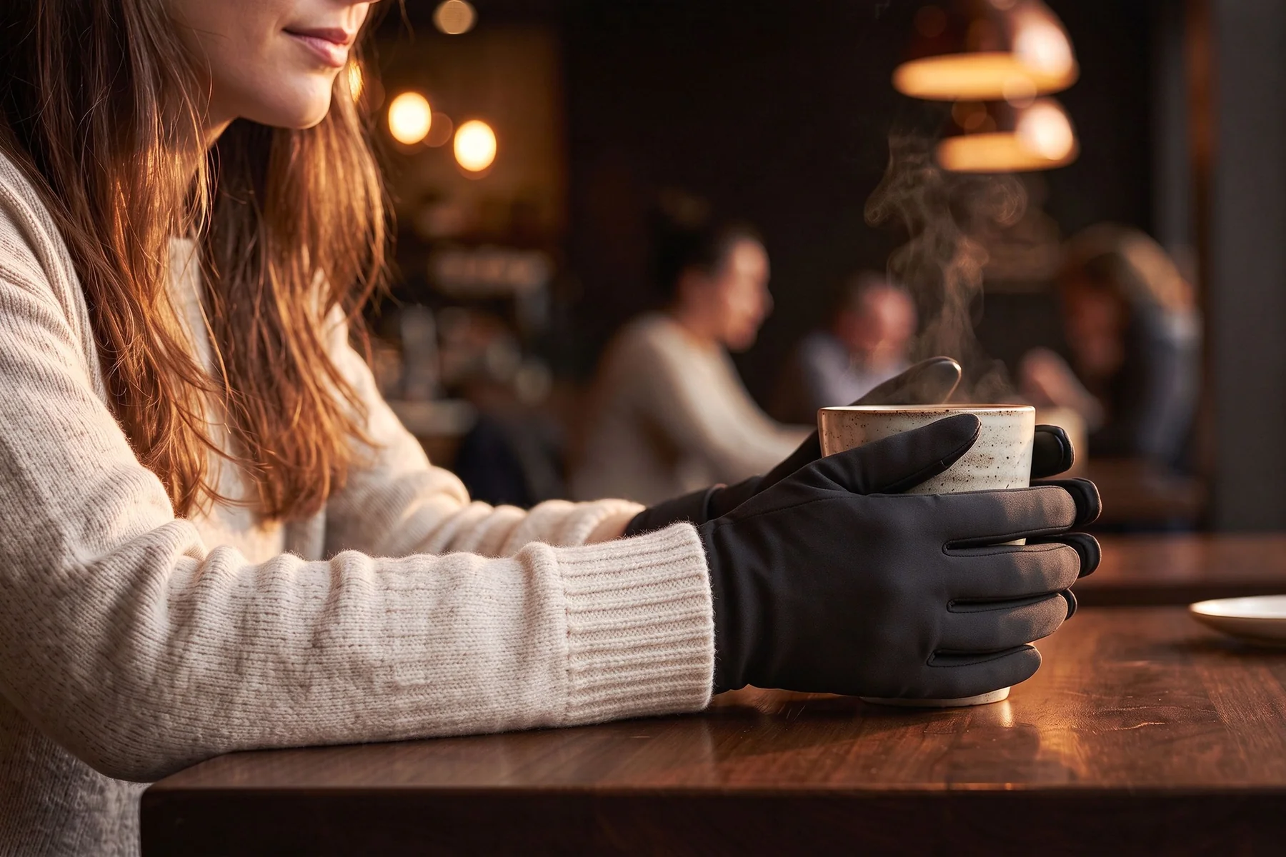 Wearing the gloves in an everyday café setting