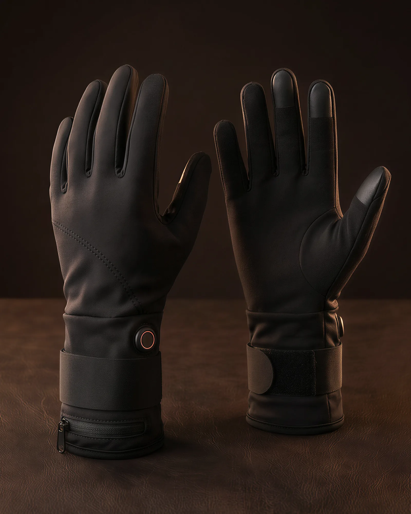 A pair of thin everyday heated liner gloves, the complete product view