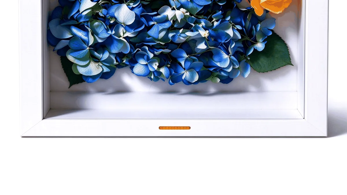 The indicator window on the Wisedry shadow box alternating between orange and green.